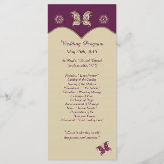 25 Purple Gold Butterfly Wedding Programmes