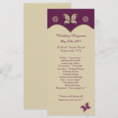 25 Purple Gold Butterfly Wedding Programmes (Devant / Derrière)