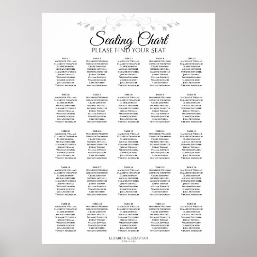 25 Tableau Argent Flourish Mariage Tableau de sièg (Devant)