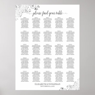 25 Tableau Lacy Mariage Argent Plat Blanc