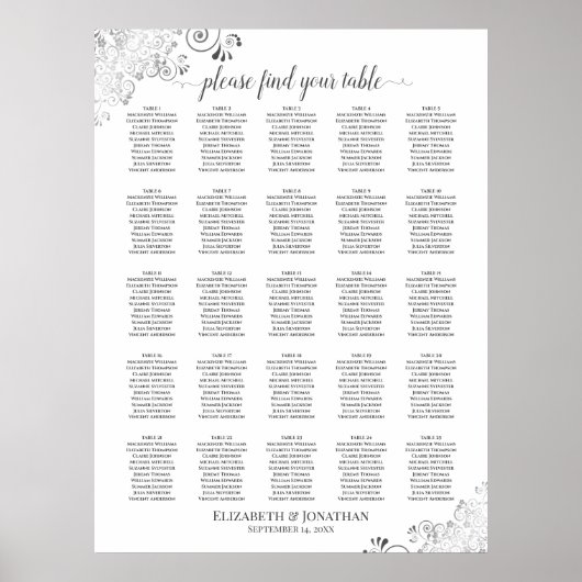 25 Tableau Lacy Mariage Argent Plat Blanc (Devant)
