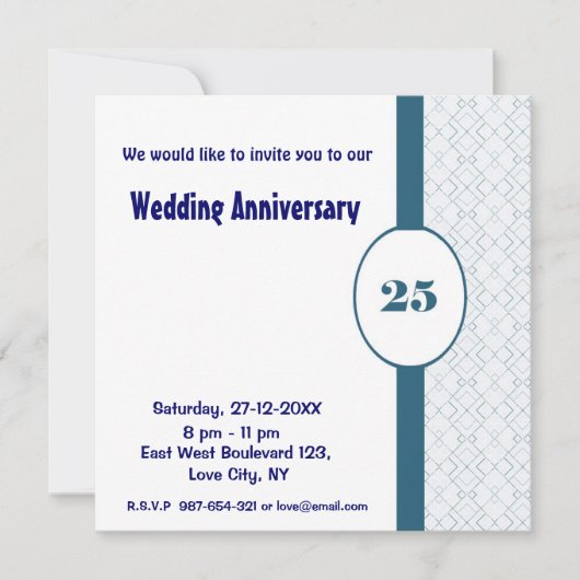 25 th Wedding Anniversary Party Invitation (Devant)