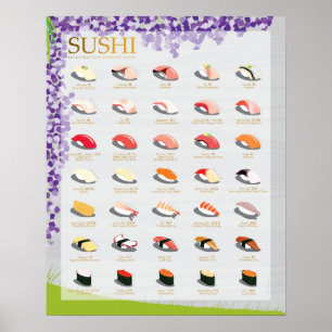 25 TRADITIONELE SUSHI, WISTERIA, 16 X20-inch Poste Poster