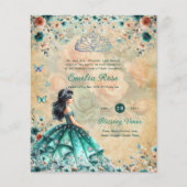 25 Turquoise Groene Quinceanera Jurk Bloem Budget Flyer (Voorkant)