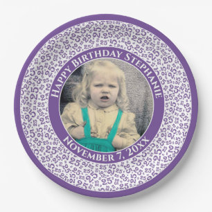 25 Uw foto Willekeurige nummerpatroon Paarse/wit Papieren Bordje
