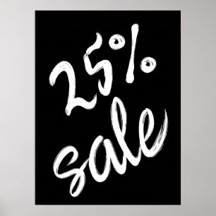 25% Verkoopteken, 18x24 Zwart-wit Verkoop Poster