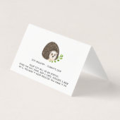 25 x (3 in 1) RSVP/Book Request/Display HEDGEHOG Visitekaartjes (Achterkant)