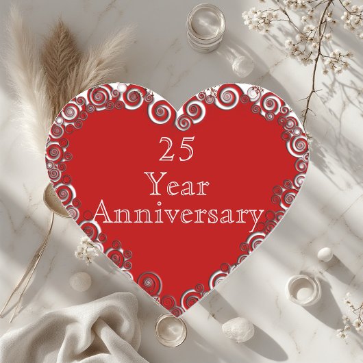 25 Year Anniversary Milestone Romantic Modern  Hart Sticker