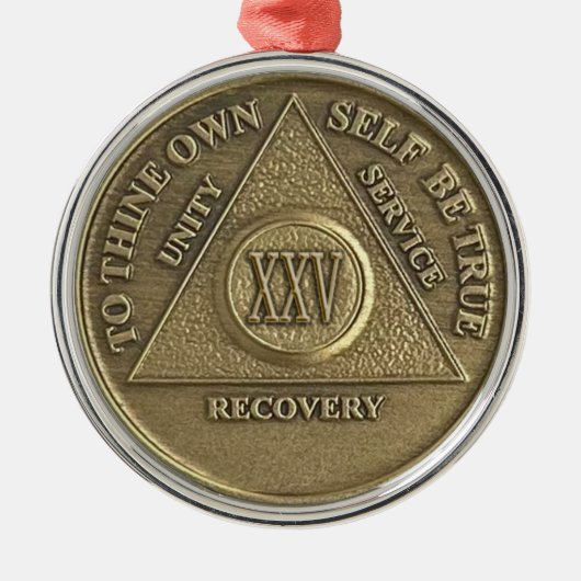 25 Year Sober Anniversary Medallion | Recovery Metalen Ornament (Voorkant)