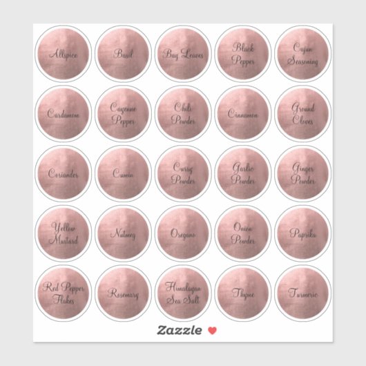 25 Zwarte en Roos Gold Circle Spice Sticker (Vel)