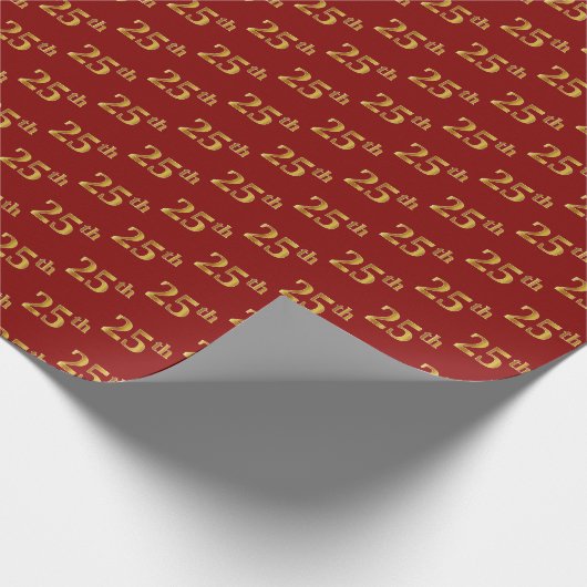 25e (25e) keer rood, Faux Gold Cadeaupapier (Hoek)
