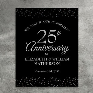 25e anniversaire Affiche de bienvenue d'argent et
