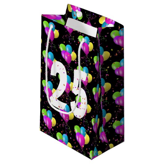 25e Anniversaire Ballons et Confetti Petit Sac Cad (Devant Angle)
