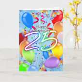 25e anniversaire - Carte d'anniversaire de ballons (Fleur jaune)