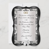 25e anniversaire Damask invitation noir et blanc (Dos)
