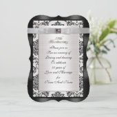 25e anniversaire Damask invitation noir et blanc (Debout devant)