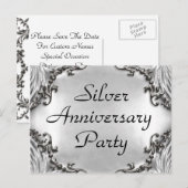 25e anniversaire d'argent Invitation de fête Carte (Devant / Derrière)