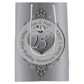 25e anniversaire d'argent Sac cadeau moyen (Dos)