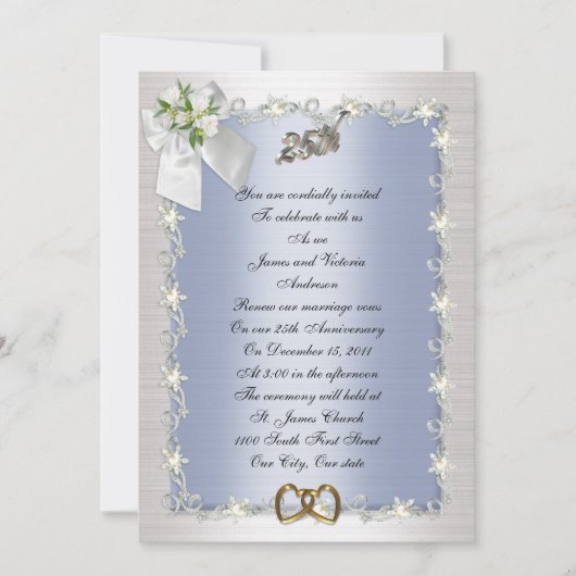 25e anniversaire de fête invitation élégante (Devant)