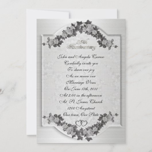 25e anniversaire de la fête vow invitation de reno (Devant)