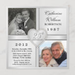 25e anniversaire de l'argent Invitations de photos<br><div class="desc">Style shadowbox en argent avec coeur bling et 2 photos — Créez votre propre 25e anniversaire Mariage, mignon mais élégant Invitations avec photos "puis et maintenant" — Customisez le nom, la date et les détails de votre anniversaire Mariage Argent ou toute célébration d'anniversaire spécial. Le contexte traditionnel et formel peut...</div>