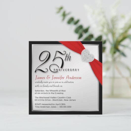 25e anniversaire de mariage - Cartes d'invitation (Debout devant)