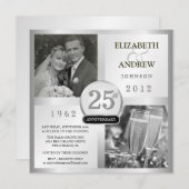 25e Anniversaire de Mariage - Cartes d'Invitation (Devant / Derrière)