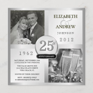 25e Anniversaire de Mariage - Cartes d'Invitation 