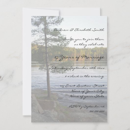 25e anniversaire de Mariage Forêt Invitations (Dos)