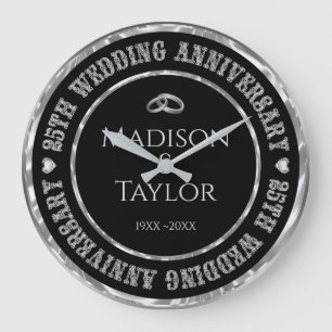 25e Anniversaire Diamants Texte Grande horloge