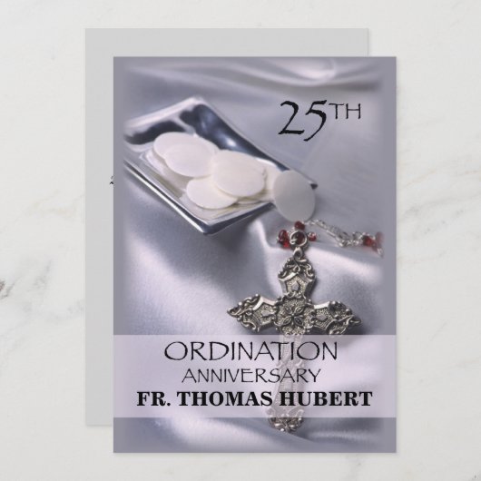 25e anniversaire d'ordination Invitation Cross hôt (Devant / Derrière)