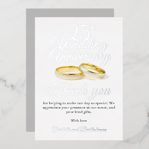 25e anniversaire du Mariage Carte de remerciements
