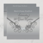 25e anniversaire du Mariage - INVITATION - ARGENT (Devant / Derrière)