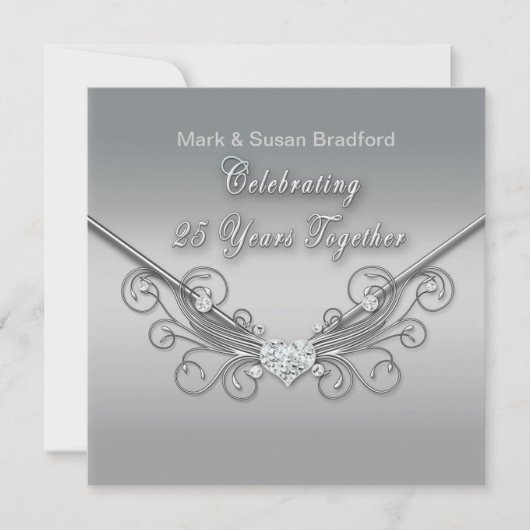 25e anniversaire du Mariage - INVITATION - ARGENT (Devant)