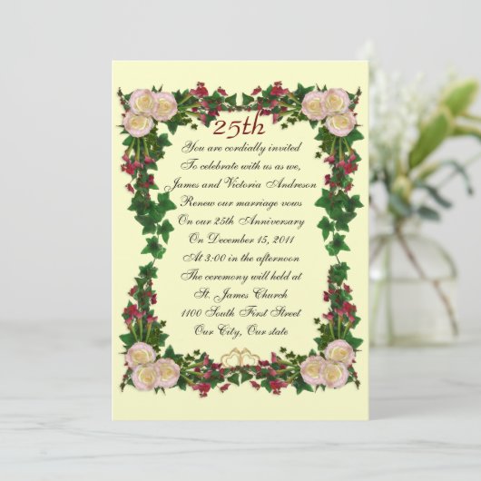 25e anniversaire du Mariage invitation de renouvel (Debout devant)