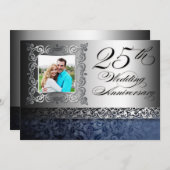25e anniversaire du mariage invitations photo (Devant / Derrière)