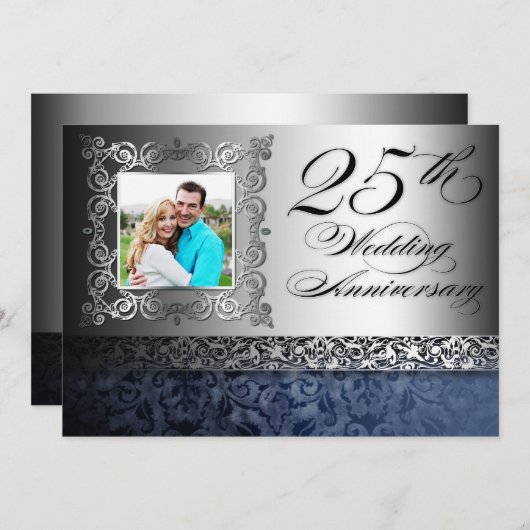 25e anniversaire du mariage invitations photo (Devant / Derrière)