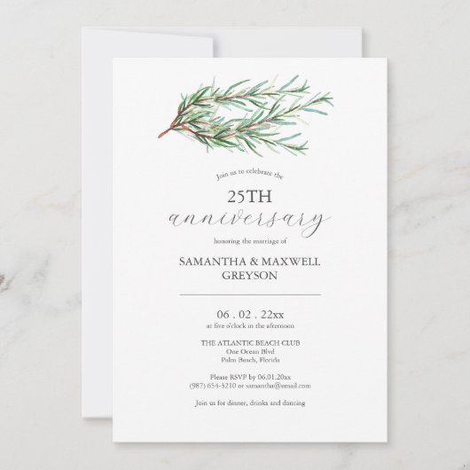 25e anniversaire du Mariage Invitations Rosemary (Devant)