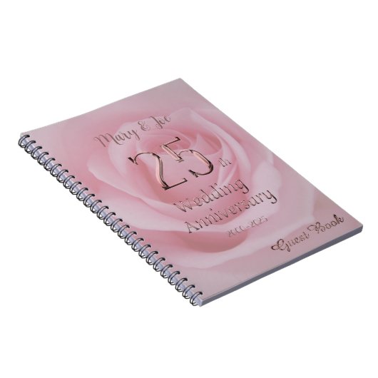 25e anniversaire du Mariage Livre d'invité Rose ro (Côté Droit)