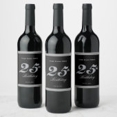 25e anniversaire Étiquette de vin d'argent (Bouteilles)