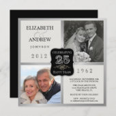 25e anniversaire Fancy Vintage 2 invitations photo (Devant / Derrière)