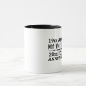 25e anniversaire Gift Mug ou Coupe avec des dates  (Centre)