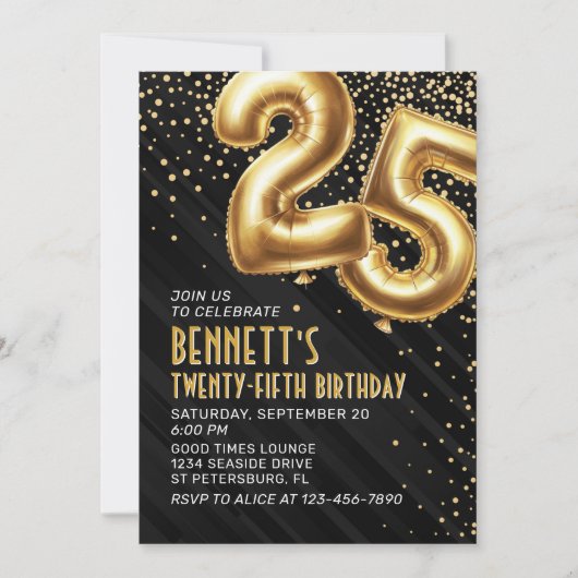 25e anniversaire Gold Black Invitation (Devant)
