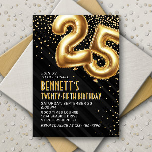 25e anniversaire Gold Black Invitation