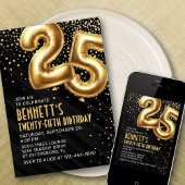 25e anniversaire Gold Black Invitation