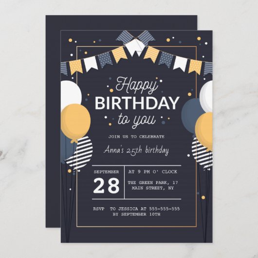 25e anniversaire invitation avec lettre (Devant / Derrière)