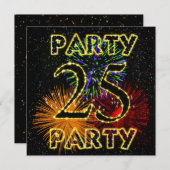 25e anniversaire invitation de fête avec feux d'ar (Devant / Derrière)