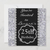 25e anniversaire Invitation DIAMONDS & SPARKLES (Devant)