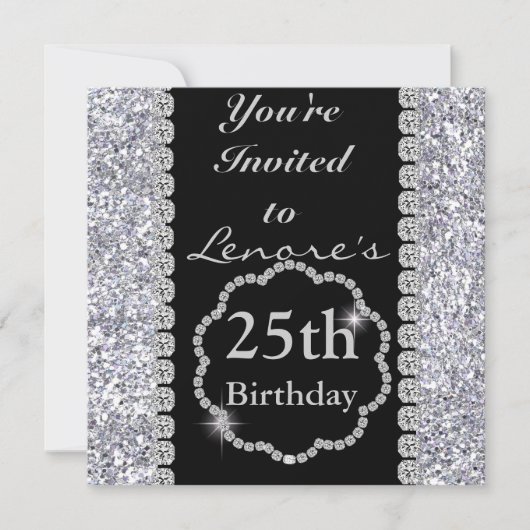 25e anniversaire Invitation DIAMONDS & SPARKLES (Devant)