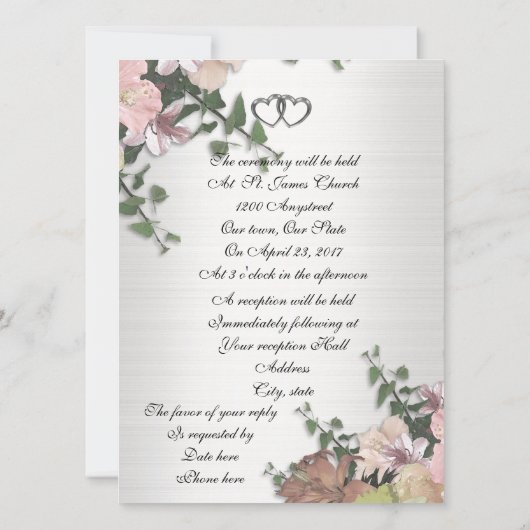 25e anniversaire Invitation Fleurs d'aquarelle (Dos)